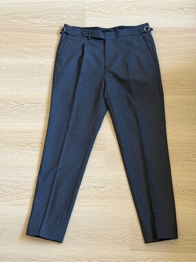 Suitsupply Tailored Black Dress Pants with Side Adjusters 4ply Wool